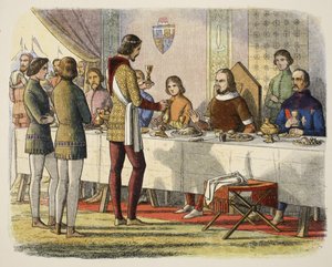 Prince Edward serves John of Artois at table after having defeated him at Poitiers by James William Edmund Doyle